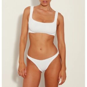 Hunza G White Xandra Classic Bikini Scrunch Bottoms NWT